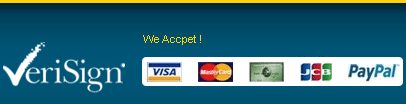 We accept major credit cards including Visa, Master, American Express, JCB, Diner's Club Cards and PayPal